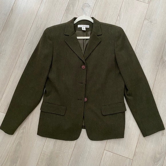 JOSEPHINE CHAUS Dark Olive Green Wool Blend Blazer Jacket - Picture 1 of 5